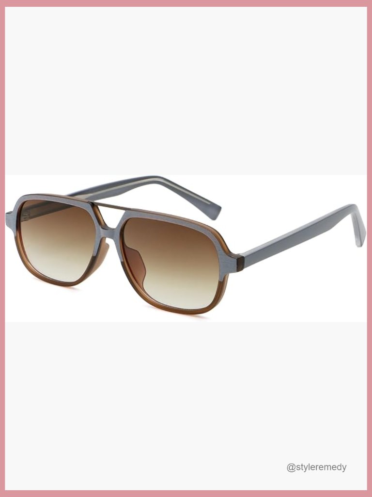 Retro Aviator Sunglasses With Double Bridge Design Uv400 Protection